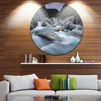 Made in Canada - Design Art 'Slow Motion Mountain River and Rocks' Photographic Print on Metal