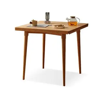 Everly Quinn 43.31" Burlywood Solid Wood Round Dining Table