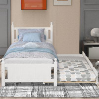 House of Hampton Platform Bed with Trundle Suitable for Bedroom, Twin Size