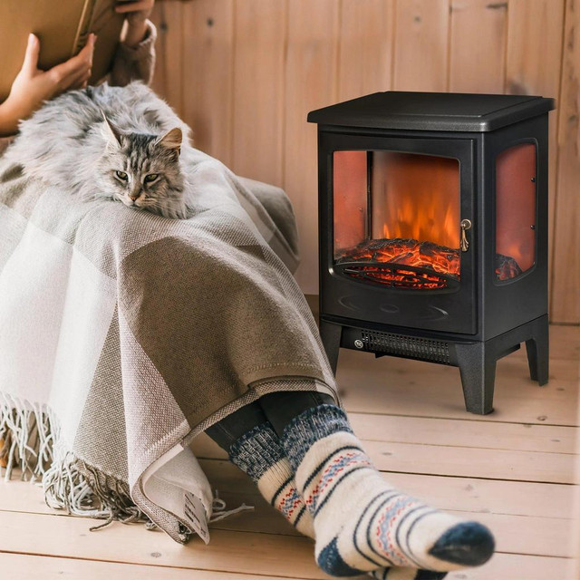 ELECTRIC FIREPLACE HEATER, FREESTANDING FIREPLACE STOVE WITH REALISTIC in Fireplace & Firewood