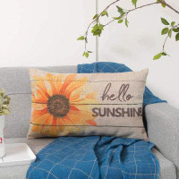 Gracie Oaks Sunflower Couch Pillow Cover Decorative Cushion Case Home Living Room Sofa Car Cotton Linen Square Country D