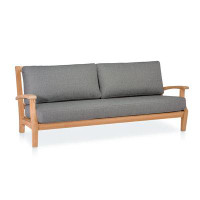 AllModern Marieke 83'' Wide Outdoor Teak Patio Sofa with Cushions