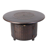 Bayou Breeze Sonia 44" Round Woven Aluminum Convertible Gas Fire Pit Table