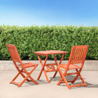 Wildon Home® Lucius Reddish Brown 3-Piece Folding Bistro Table And Chair Dining Set