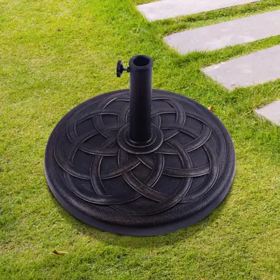 21.5in, 44lbs Round Resin Umbrella Base Stand for 1.5-1.9in Pole Sun Shade for Patio - Bronze