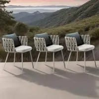 GEMEZO Nordic garden lounge patio dining chairs set of 3