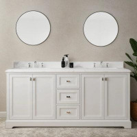Red Barrel Studio Fully Assembled Vanity Sink Combo, 72-inch with Marble Countertop