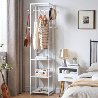 17 Stories Coat Rack with Shelves, Freestanding Hall Tree with 3 Shelves and 8 Hooks