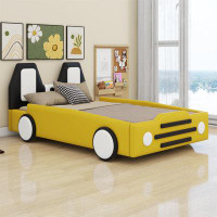 Zoomie Kids Twin Size Race Car-Shaped Platform Bed With Wheels