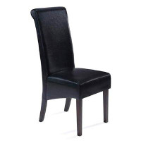Red Barrel Studio Dining Chair Black PU Upholstered And Wood Legs