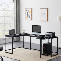Inbox Zero Industrial Corner Writing Desk With CPU Stand