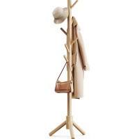 George Oliver Coat Rack Sturdy Wooden Coat Rack Stand, Adjustable Coat Tree, Free Standing Tree Hanger With 4 Sections &