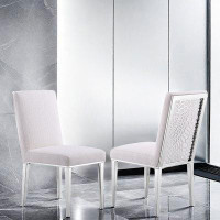 Mercer41 Luxury White Silver Dining Chairs