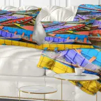 Made in Canada - East Urban Home Designart 'Old Colourful Sailboats in Lake' Boat Throw Pillow