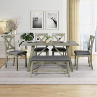 Gracie Oaks TOPMAX 6 Piece Dining Table Set Wood Dining Table And Chair Kitchen Table Set With Table