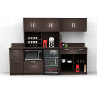 Breaktime Buffet Sideboard Kitchen Break Room Lunch Coffee Kitchenette Cabinets 5 Pc Espresso – Factory Assembled (Furni