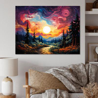 Loon Peak Purple Pink Northernlights Road To Infinity I - Landscapes Canvas Wall Art