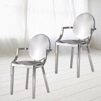 Orren Ellis Claudetta With Arm Stainless Steel Chair Set Of 2