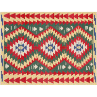 Nalbandian One-of-a-Kind Hand-Knotted 1960s 5'11" x 7'8" Wool Area Rug in Green/Red/Ivory/White