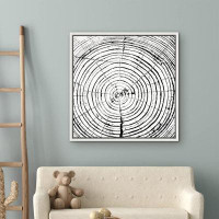 wall26 Spiral Ink-Print Wood Ring Abstract Plants Minimalism Rustic Colourful Black and White