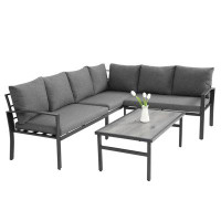 Latitude Run® Patio Conversation Set, 4 Pieces Outdoor Furniture with Table Set,with Removable, Washable Cushions