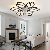 Wrought Studio 7 - Blade Flush Mount Ceiling Fan with Remote Control and Light Kit Included