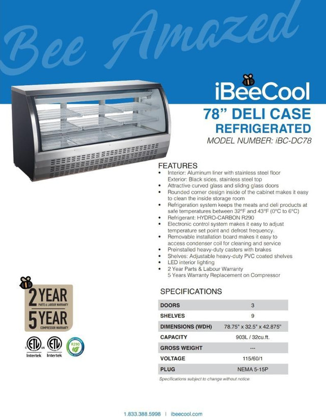 47 Inch Deli Case Refrigerator! Presentoire Refrigree! Neuf! in Industrial Kitchen Supplies in Québec - Image 4