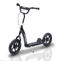 ADJUSTABLE KIDS PRO STUNT SCOOTER CHILDREN STREET BIKE BICYCLE RIDE ON WITH 12” TIRE (BLACK)