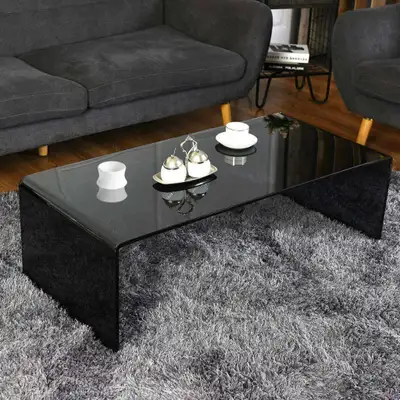 NEW CLEAR OR SMOKED WATERFALL GLASS COFFEE TABLE MODERN COMPARE AT $329.99 - $399.99 UW PRICE ! 710S...