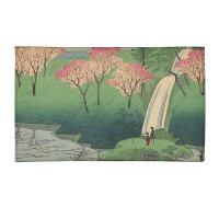 East Urban Home Chiyogaike Pond with Blossoms Pink/Green Area Rug