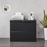 Latitude Run® 2 Drawer Lateral Filing Cabinet For Legal/Letter A4 Size, Large Deep Drawers Locked By Keys, Locking Wide