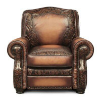 Eleanor Rigby Balmoral 54'' Wide Genuine Leather Manual Club Recliner