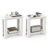 Ebern Designs Ebern Designs 2 Pcs 2-tier End Table Modern Sofa Bedside Compact Nightstand With Storage Shelf