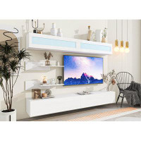 Latitude Run® Wall Mount Floating TV Stand with Four Storage Cabinets and Two Shelves