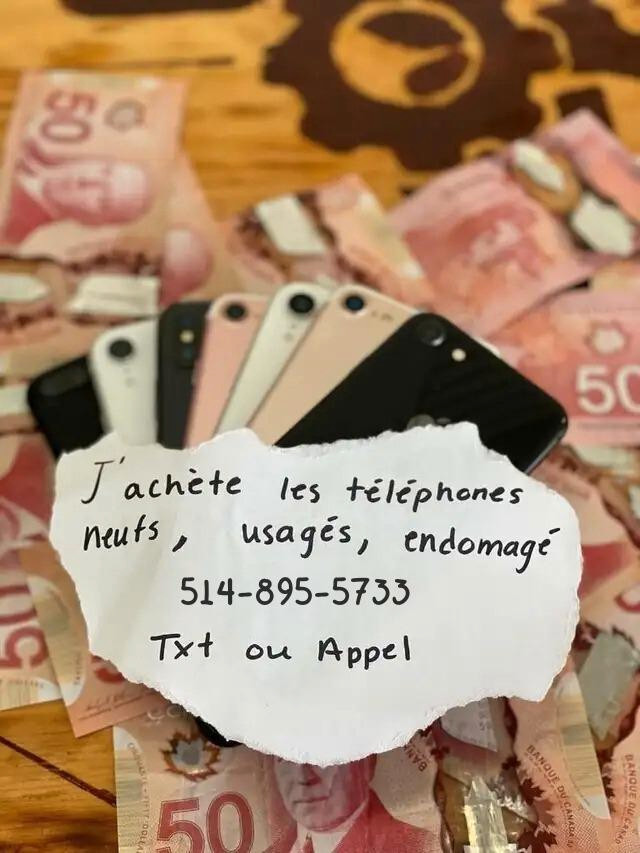 Je paye Cash pour votre Iphone neuf, usagé et endommager in Cell Phones in Greater Montréal