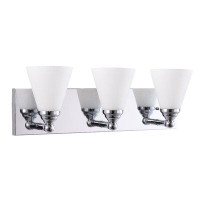 Red Barrel Studio 3-Light Brushed Nickel Cone Shade Vanity Light Fixture With Frosted Glass Shades