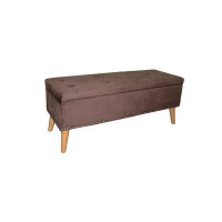 Everly Quinn Cozy Brown Suede Storage Bench - 76% Off