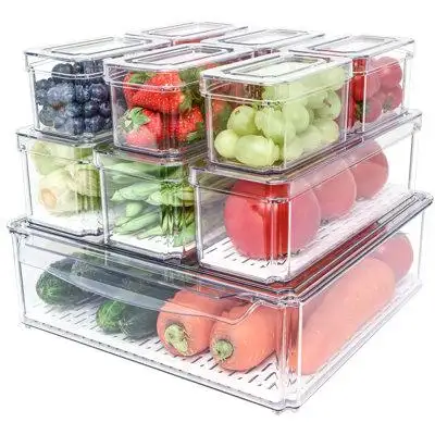 Refrigerator organizer bins with lids can save a lot of space in the refrigerators & easily organize...
