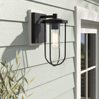 Sand & Stable™ Strake Black 1 - Bulb Transparent Glass Outdoor Wall Lantern