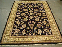 Excellent Black Chobi Zeigler Mahal Vege Dyed Area Rugs Hand Knotted Carpet (7.11 x 5.8)'