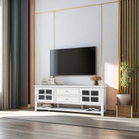 Winston Porter Modern TV Stand For Tvs Up To 60", Stylish Media Console With Privacy Cabinets, Elegant Pure White Design