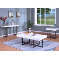 24/7 Shop At Home Jonston 47.25" Width Steel And Wood 3-Piece Coffee Table Set With Storage Drawers