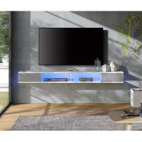 Orren Ellis Floating 70 Inch TV Stand With LED Lights, Entertainment Centre Media Console, Wall Mounted Shelf Media Cons
