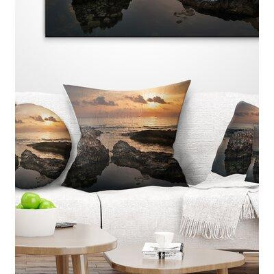 East Urban Home Dark Africa Beach with Ancient Ruins Pillow in Bedding