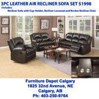 3pc Leather air recliner sofa set $1998