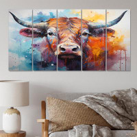 Design Art Cow Majestic Bovine Collage I 5 Pieces