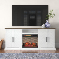 Lark Manor Amiiyah TV Stand for TVs up to 80" with Electric Fireplace and USB Charging Ports