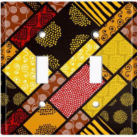 WorldAcc Metal Light Switch Plate Outlet Cover (Safari Pattern African Tribal Stained Glass Rectangular Yellow   - Singl