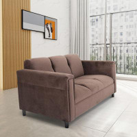 Everly Quinn Broadway Modern Suede 3-Seater Sofa for Living Room, Bedroom, Small Spaces Solid Wood Frame
