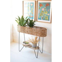 Rosecliff Heights Antanae Large Oval Seagrass and Iron Elevated Planter